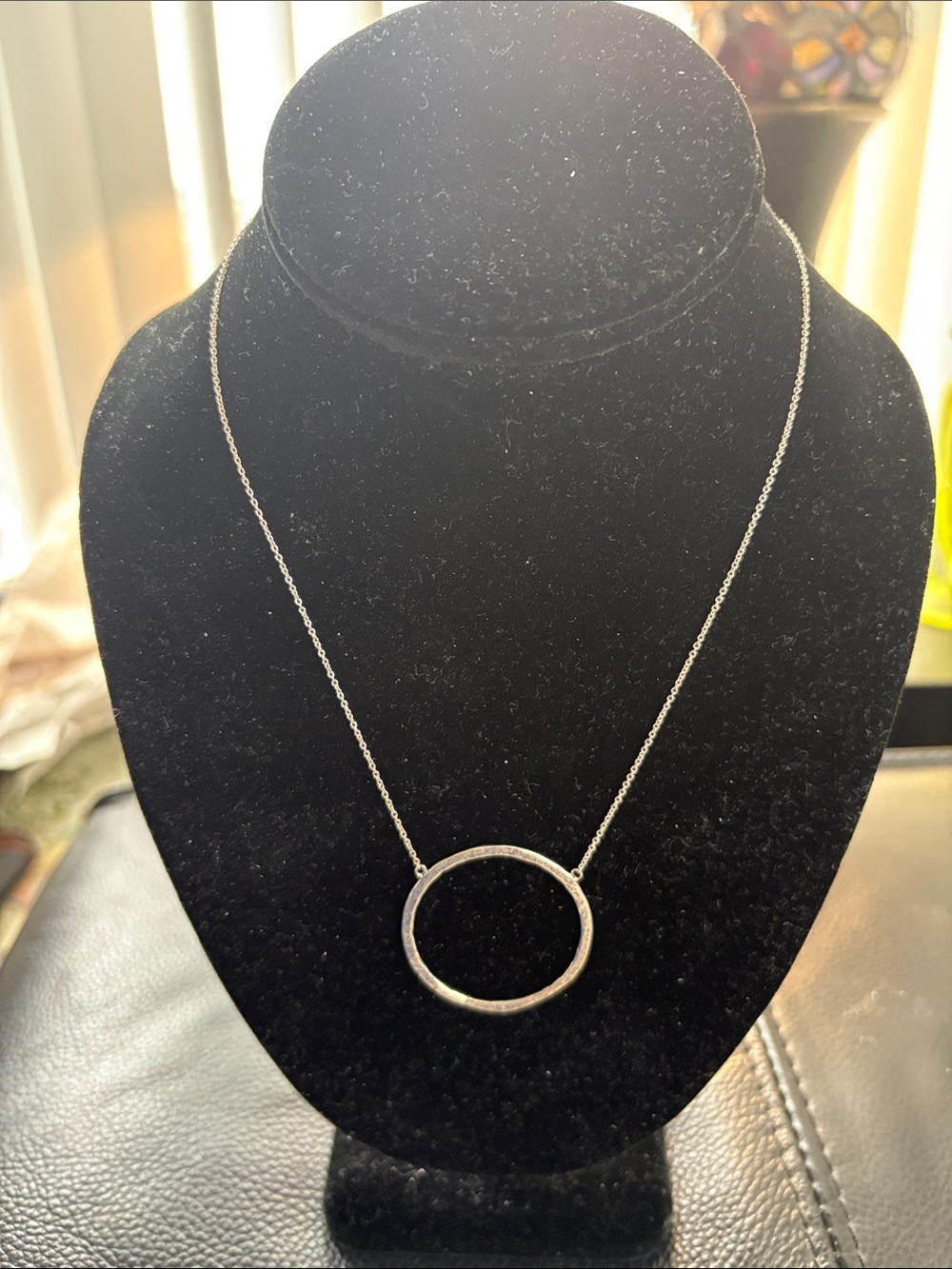 Sterling Silver Silpada Duomo Open Hammered Circle Pendant Necklace